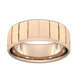 Goldsmiths 8mm Slight Court Extra Heavy Vertical Lines Wedding Ring In 9 Carat Rose Gold