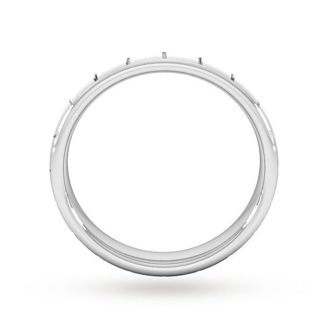 Goldsmiths 4mm Slight Court Standard Vertical Lines Wedding Ring In 18 Carat White Gold