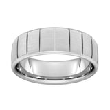 Goldsmiths 7mm Slight Court Heavy Vertical Lines Wedding Ring In 18 Carat White Gold - Ring Size P