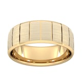 Goldsmiths 8mm Slight Court Heavy Vertical Lines Wedding Ring In 18 Carat Yellow Gold - Ring Size Q