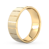 Goldsmiths 8mm Slight Court Heavy Vertical Lines Wedding Ring In 18 Carat Yellow Gold - Ring Size Q