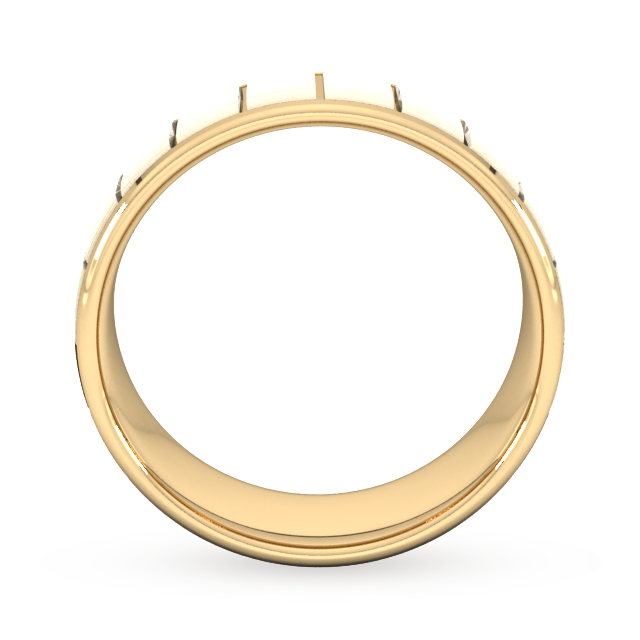 Goldsmiths 8mm Slight Court Heavy Vertical Lines Wedding Ring In 18 Carat Yellow Gold - Ring Size Q