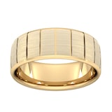 Goldsmiths 8mm Slight Court Extra Heavy Vertical Lines Wedding Ring In 18 Carat Yellow Gold