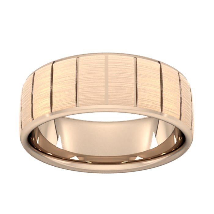 Goldsmiths 8mm Slight Court Heavy Vertical Lines Wedding Ring In 18 Carat Rose Gold