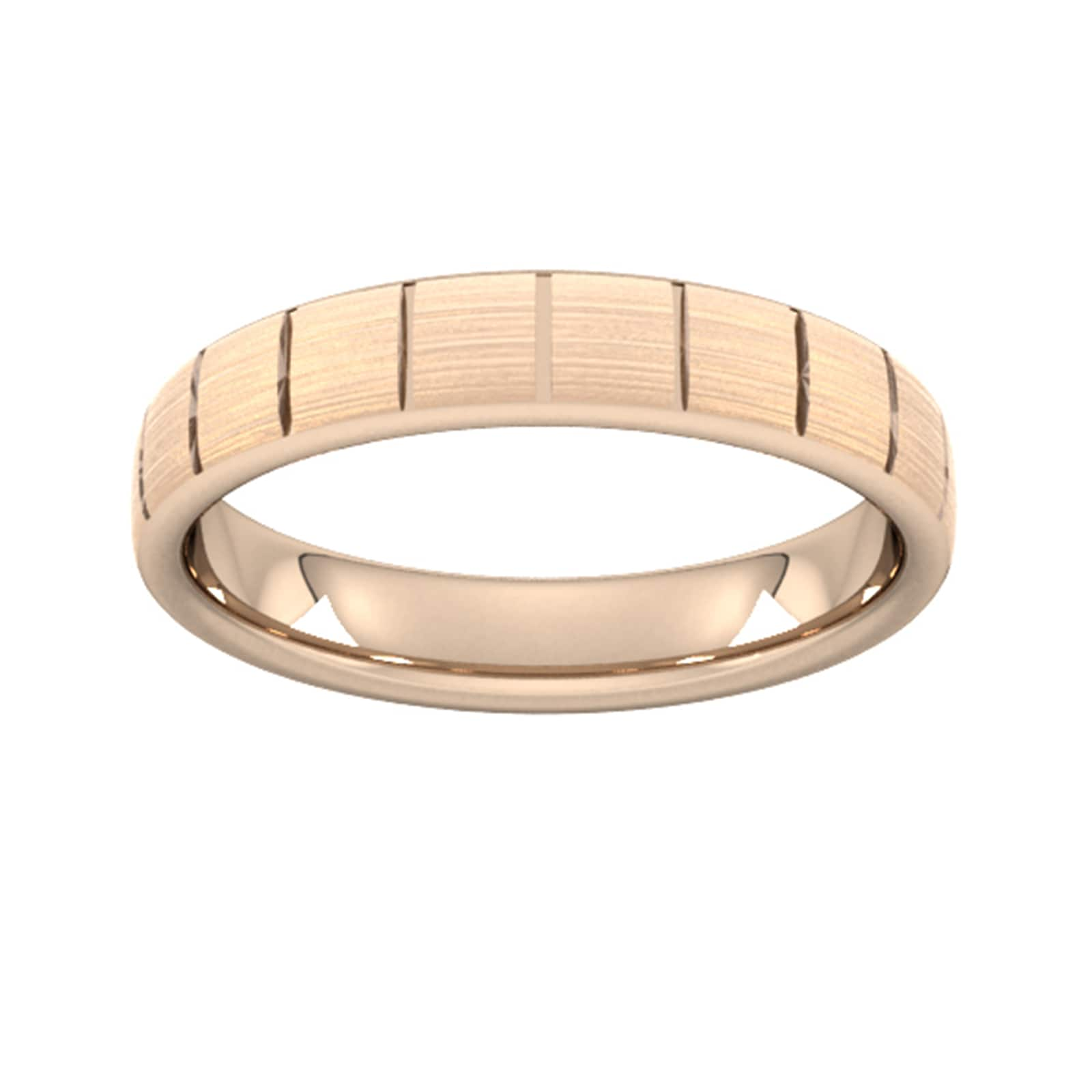 4mm Slight Court Extra Heavy Vertical Lines Wedding Ring In 18 Carat Rose Gold - Ring Size Z