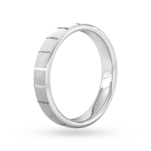 Goldsmiths 4mm Slight Court Standard Vertical Lines Wedding Ring In Platinum