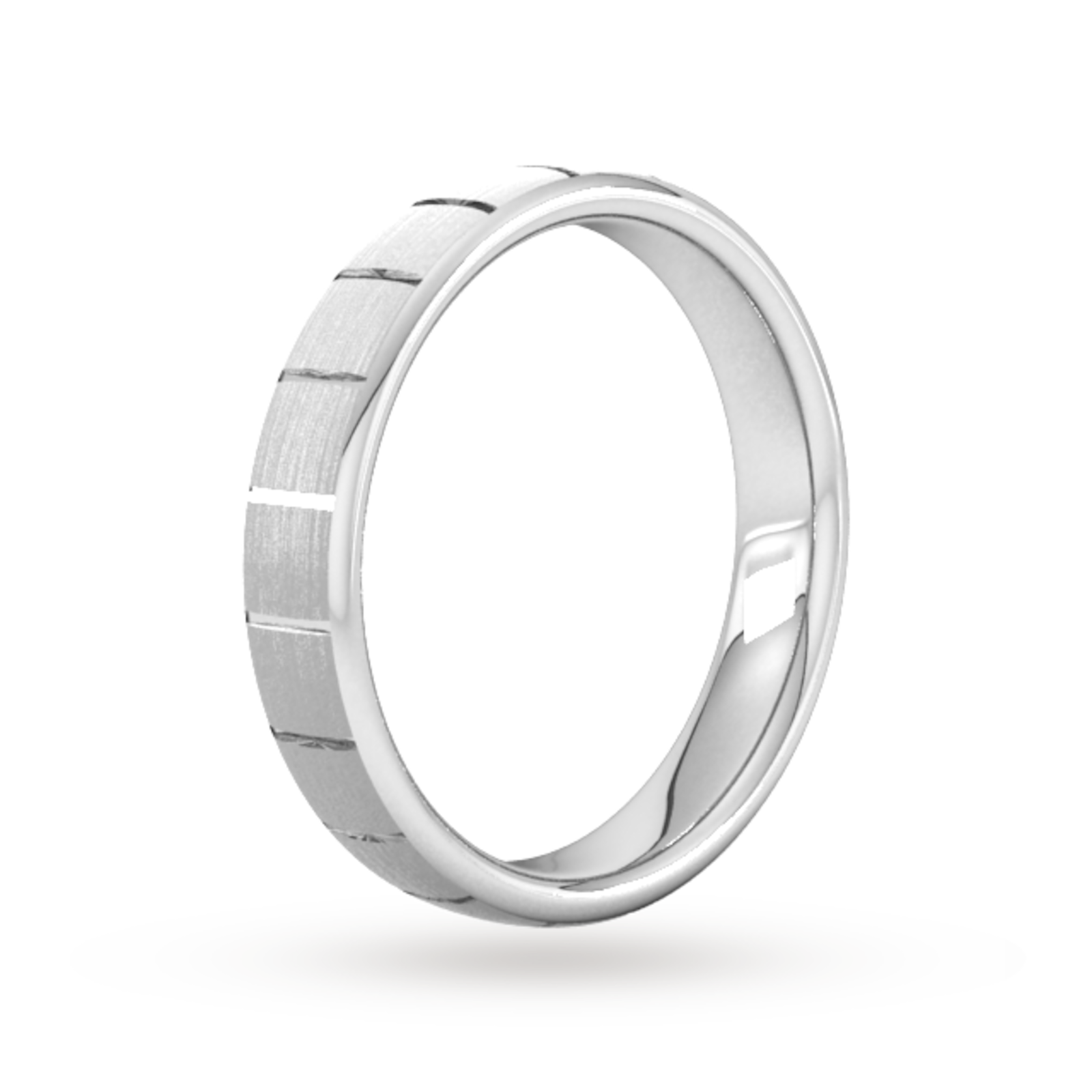 Goldsmiths 4mm Slight Court Standard Vertical Lines Wedding Ring In Platinum Ring Size O