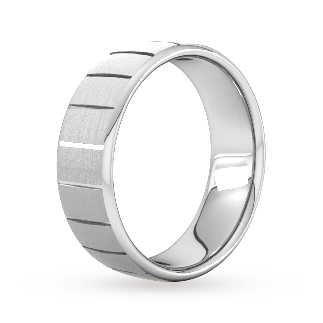 Goldsmiths 7mm Slight Court Heavy Vertical Lines Wedding Ring In Platinum
