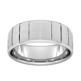 Goldsmiths 8mm Slight Court Heavy Vertical Lines Wedding Ring In Platinum - Ring Size P