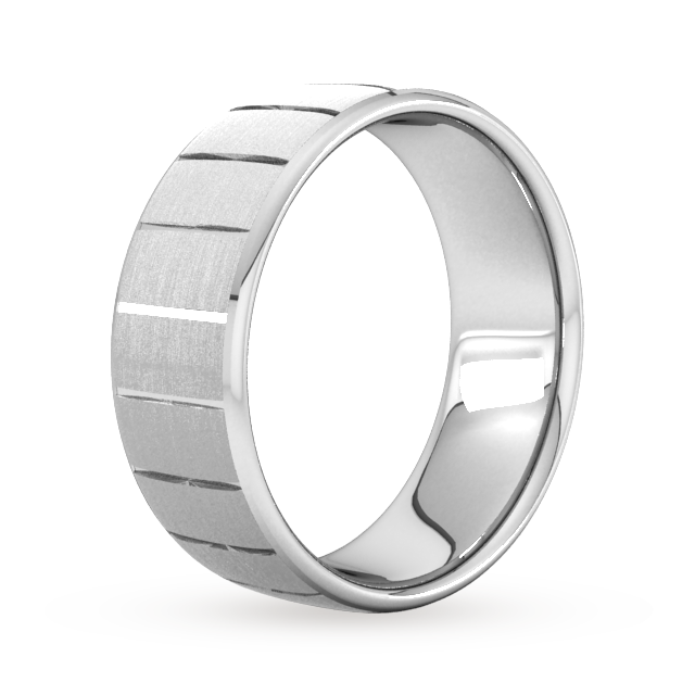 Goldsmiths 8mm Slight Court Heavy Vertical Lines Wedding Ring In Platinum - Ring Size R