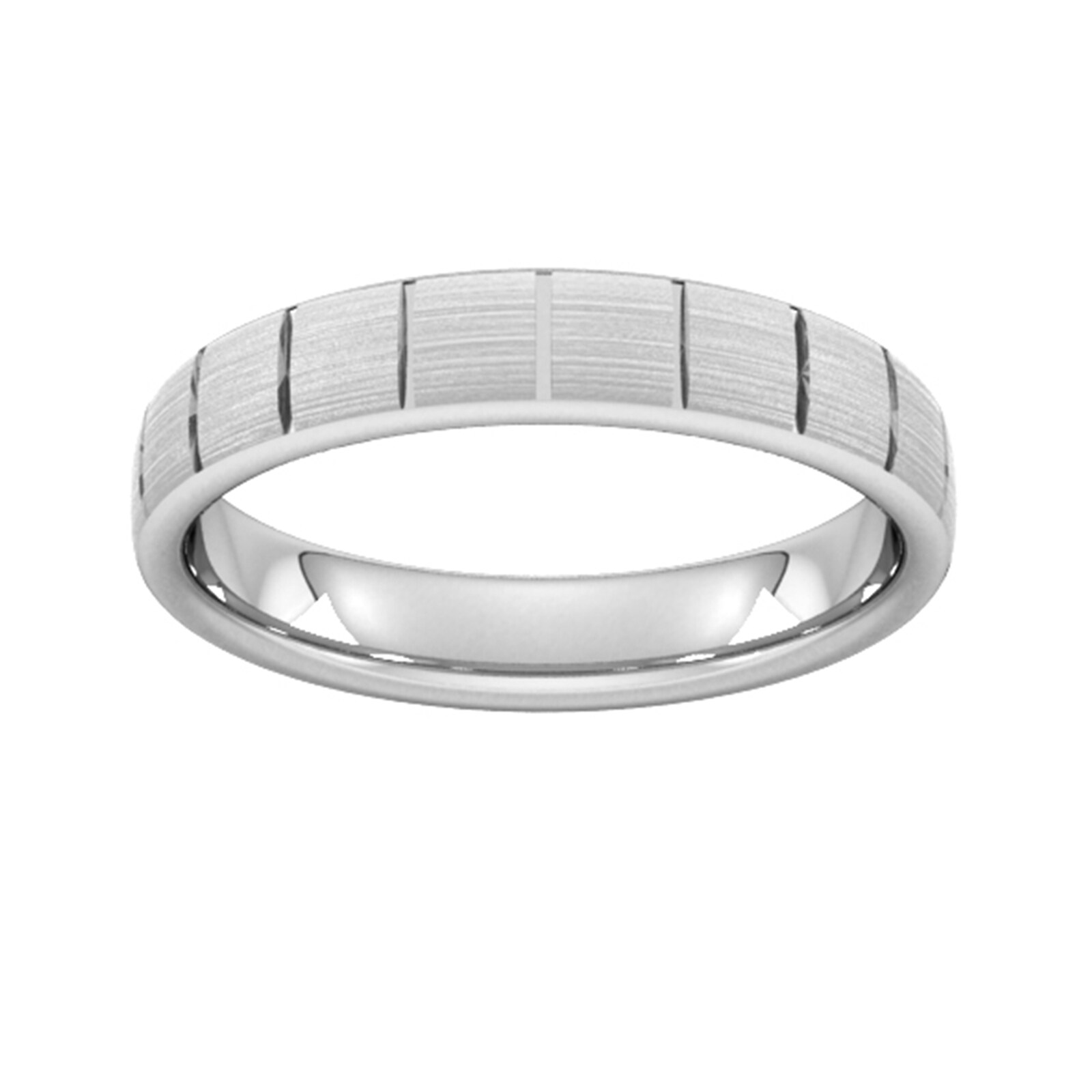 4mm Slight Court Heavy Vertical Lines Wedding Ring In 950 Palladium - Ring Size K