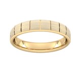 Goldsmiths 4mm Flat Court Heavy Vertical Lines Wedding Ring In 9 Carat Yellow Gold - Ring Size R
