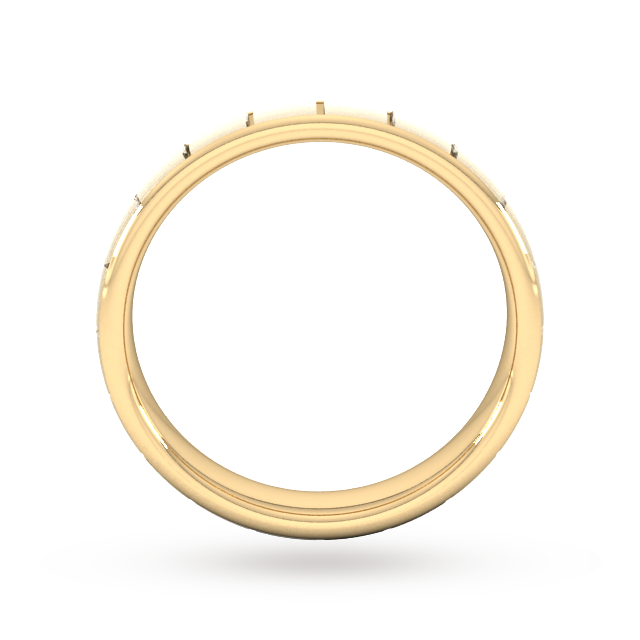 Goldsmiths 4mm Flat Court Heavy Vertical Lines Wedding Ring In 9 Carat Yellow Gold