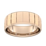 Goldsmiths 8mm Flat Court Heavy Vertical Lines Wedding Ring In 9 Carat Rose Gold - Ring Size S