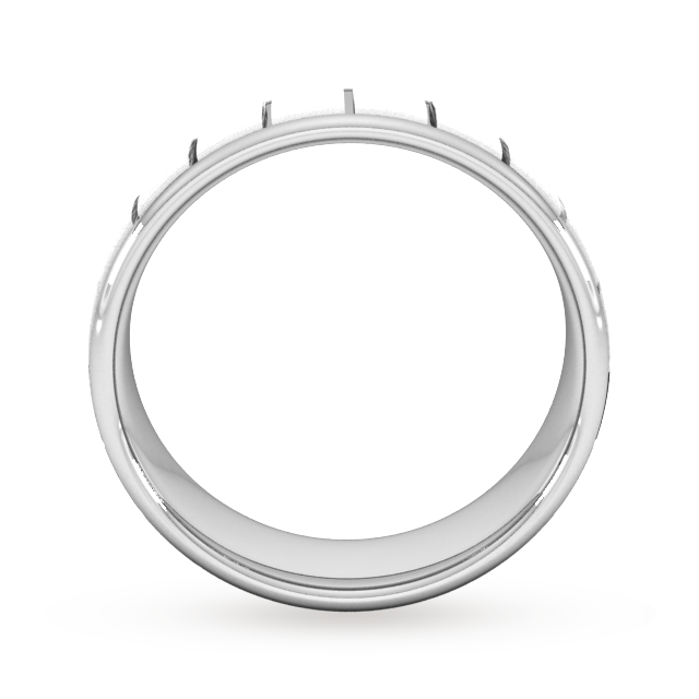 Goldsmiths 8mm Flat Court Heavy Vertical Lines Wedding Ring In Platinum