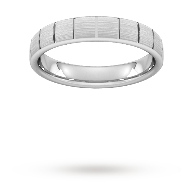 Goldsmiths 4mm Flat Court Heavy Vertical Lines Wedding Ring In 950  Palladium - Ring Size M
