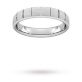 Goldsmiths 4mm Flat Court Heavy Vertical Lines Wedding Ring In 950  Palladium - Ring Size M
