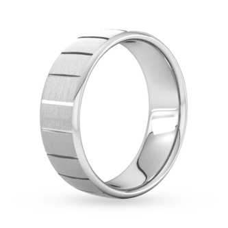 Goldsmiths 7mm Flat Court Heavy Vertical Lines Wedding Ring In 950  Palladium