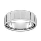 Goldsmiths 8mm Flat Court Heavy Vertical Lines Wedding Ring In 950  Palladium - Ring Size H