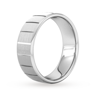 Goldsmiths 8mm Flat Court Heavy Vertical Lines Wedding Ring In 950  Palladium