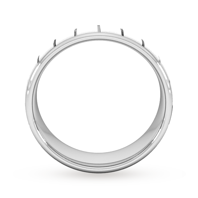 Goldsmiths 8mm Flat Court Heavy Vertical Lines Wedding Ring In 950 Palladium