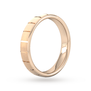 Goldsmiths 4mm Traditional Court Standard Vertical Lines Wedding Ring In 9 Carat Rose Gold