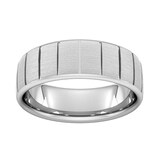 Goldsmiths 7mm Traditional Court Standard Vertical Lines Wedding Ring In 18 Carat White Gold