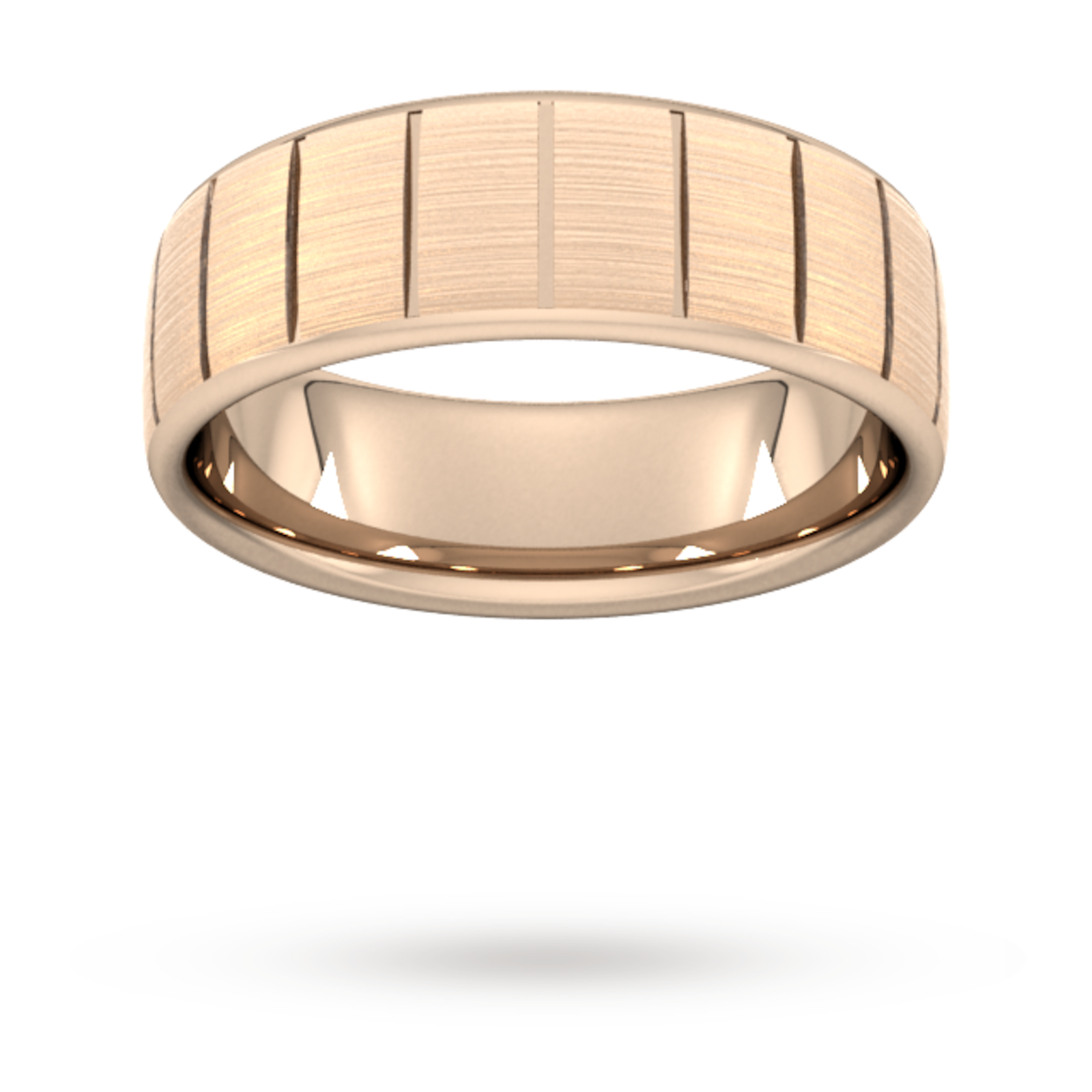 Goldsmiths 7mm Traditional Court Standard Vertical Lines Wedding Ring In 18 Carat Rose Gold