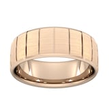 Goldsmiths 8mm Traditional Court Heavy Vertical Lines Wedding Ring In 18 Carat Rose Gold