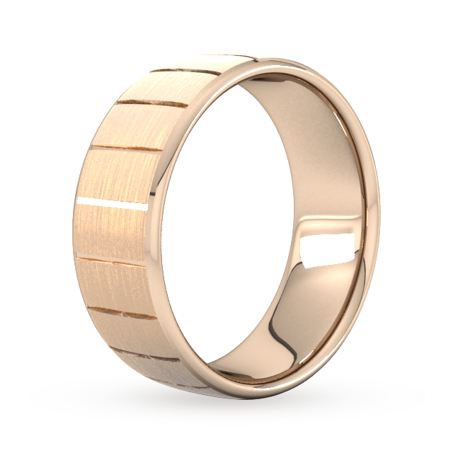 Goldsmiths 8mm Traditional Court Heavy Vertical Lines Wedding Ring In 18 Carat Rose Gold