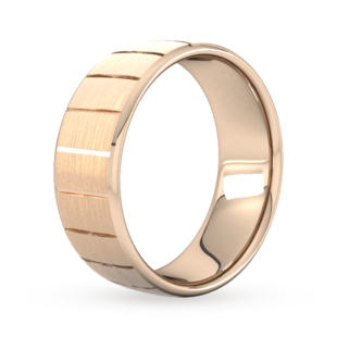 Goldsmiths 8mm Traditional Court Heavy Vertical Lines Wedding Ring In 18 Carat Rose Gold