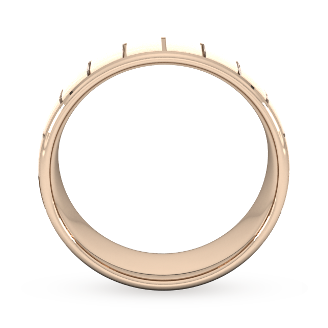 Goldsmiths 8mm Traditional Court Heavy Vertical Lines Wedding Ring In 18 Carat Rose Gold