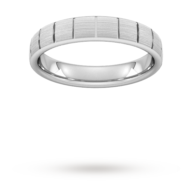 4mm Traditional Court Standard Vertical Lines Wedding Ring In Platinum - Ring Size U