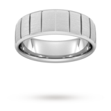Goldsmiths 7mm Traditional Court Standard Vertical Lines Wedding Ring In Platinum