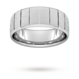 Goldsmiths 8mm Traditional Court Standard Vertical Lines Wedding Ring In Platinum