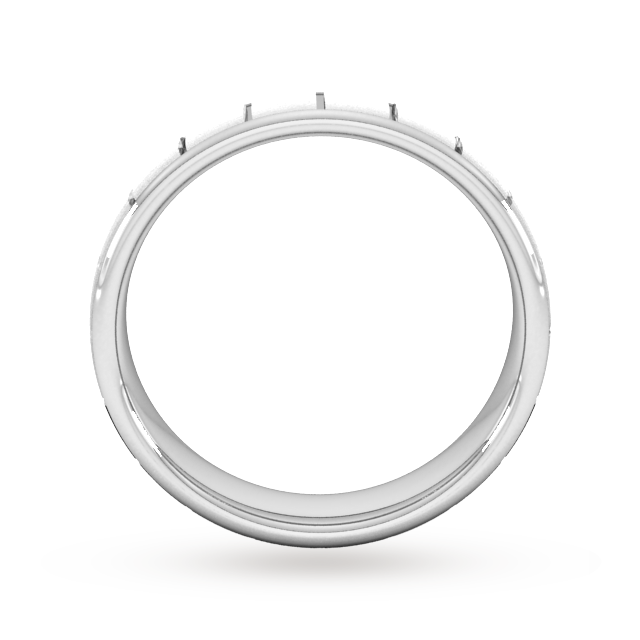 Goldsmiths 4mm D Shape Standard Vertical Lines Wedding Ring In 9 Carat White Gold - Ring Size X