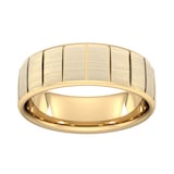 Goldsmiths 8mm D Shape Standard Vertical Lines Wedding Ring In 9 Carat Yellow Gold - Ring Size P