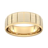 Goldsmiths 8mm D Shape Standard Vertical Lines Wedding Ring In 9 Carat Yellow Gold