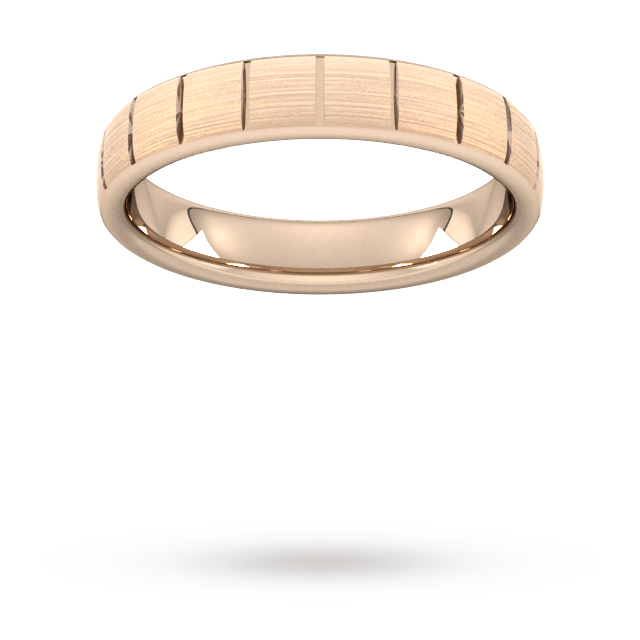 Goldsmiths 4mm D Shape Standard Vertical Lines Wedding Ring In 9 Carat Rose Gold