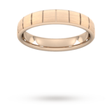 Goldsmiths 4mm D Shape Standard Vertical Lines Wedding Ring In 9 Carat Rose Gold - Ring Size I