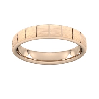 Goldsmiths 4mm D Shape Heavy Vertical Lines Wedding Ring In 9 Carat Rose Gold