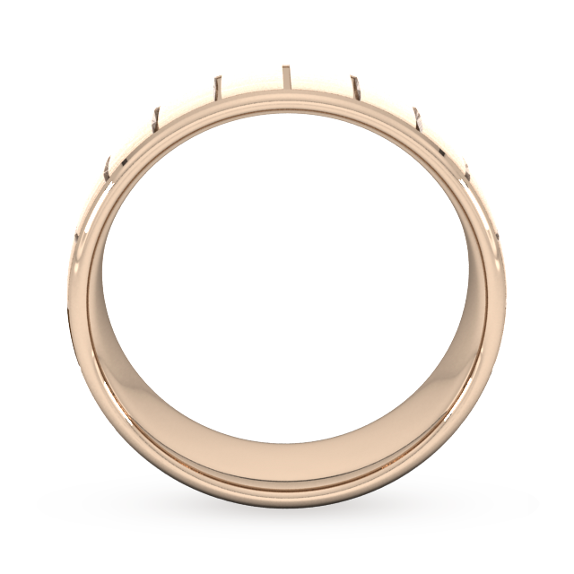 Goldsmiths 8mm D Shape Standard Vertical Lines Wedding Ring In 18 Carat Rose Gold - Ring Size S