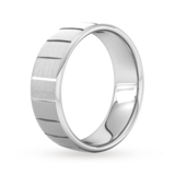 Goldsmiths 7mm D Shape Standard Vertical Lines Wedding Ring In Platinum - Ring Size P
