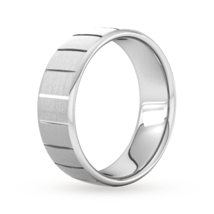 Goldsmiths 8mm D Shape Standard Vertical Lines Wedding Ring In Platinum