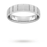 Goldsmiths 4mm D Shape Heavy Vertical Lines Wedding Ring In Platinum
