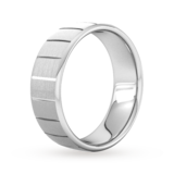 Goldsmiths 8mm D Shape Standard Vertical Lines Wedding Ring In 950  Palladium - Ring Size O