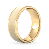 Goldsmiths 8mm Slight Court Heavy Matt Centre With Grooves Wedding Ring In 9 Carat Yellow Gold