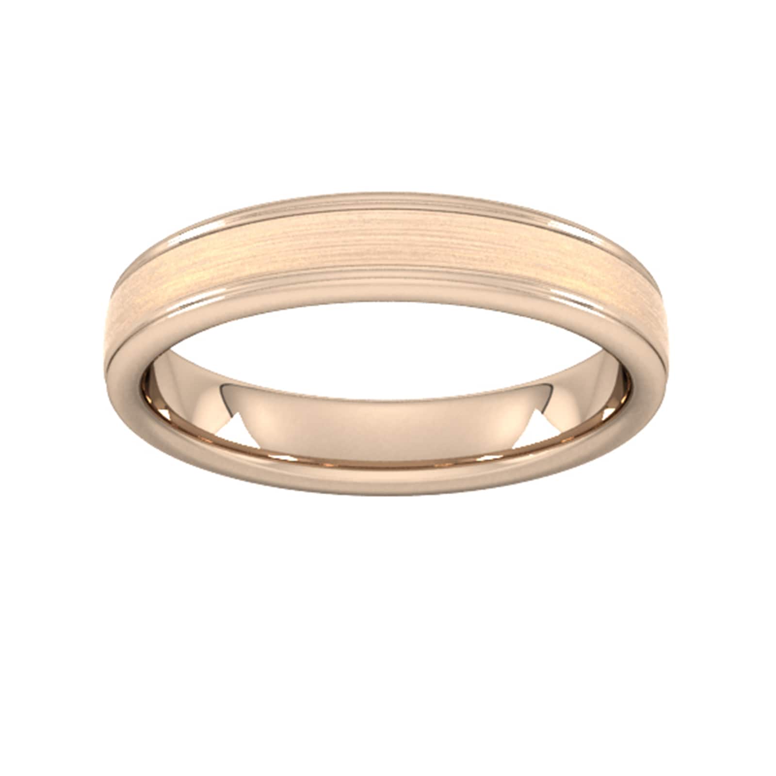 Goldsmiths 4mm Slight Court Extra Heavy Matt Centre With Grooves Wedding Ring In 9 Carat Rose Gold Goldsmiths 4mm Slight Court Extra Heavy Matt Centre With Grooves Wedding Ring In 9 Carat Rose Gold