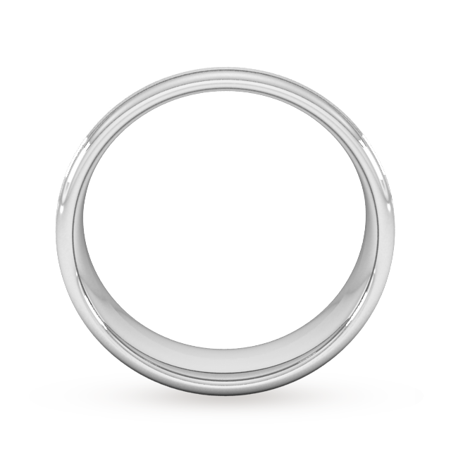 Goldsmiths 7mm Slight Court Standard Matt Centre With Grooves Wedding Ring In 18 Carat White Gold - Ring Size X Goldsmiths 7mm Slight Court Standard Matt Centre With Grooves Wedding Ring In 18 Carat White Gold - Ring Size X