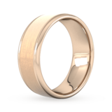 Goldsmiths 8mm Slight Court Extra Heavy Matt Centre With Grooves Wedding Ring In 18 Carat Rose Gold